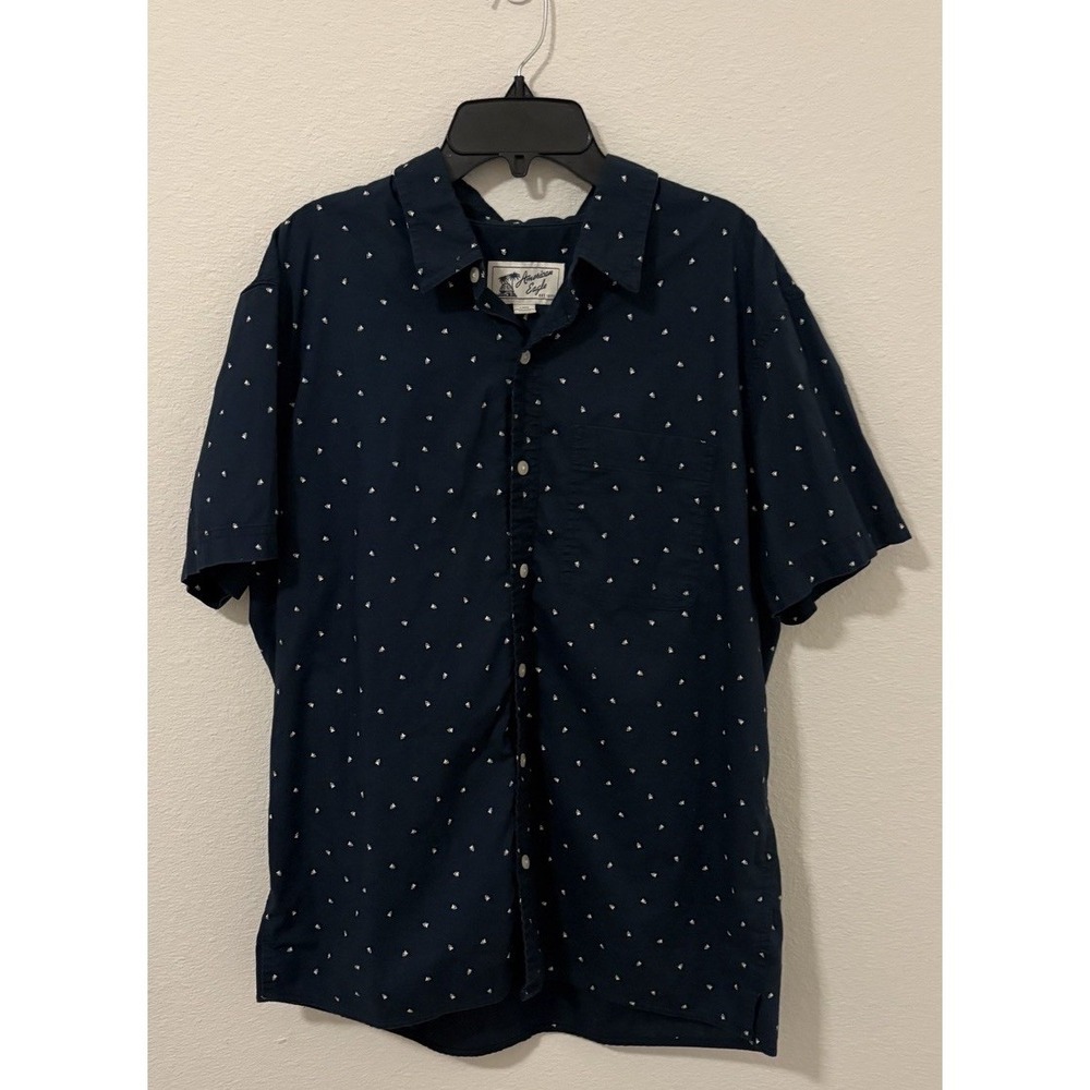 American Eagle Outfitters Men Short Sleeve Button Down Shirt Preppy Size Large